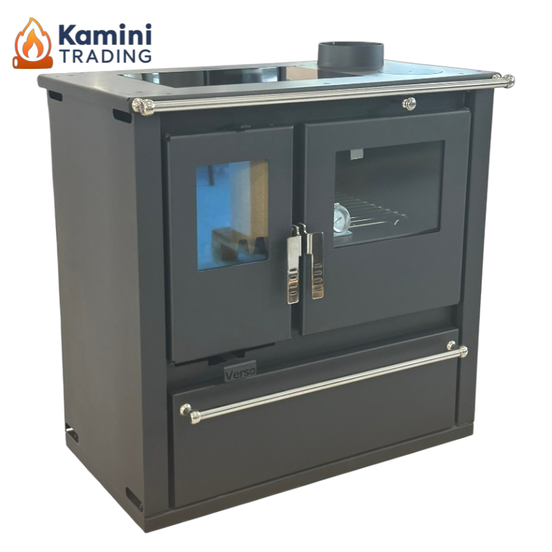 Verso CS Plus Ceramic десен комин-лого Verso CS Plus Ceramic Готварска печка на дърва 7.7 kW Десен комин - Image 1
