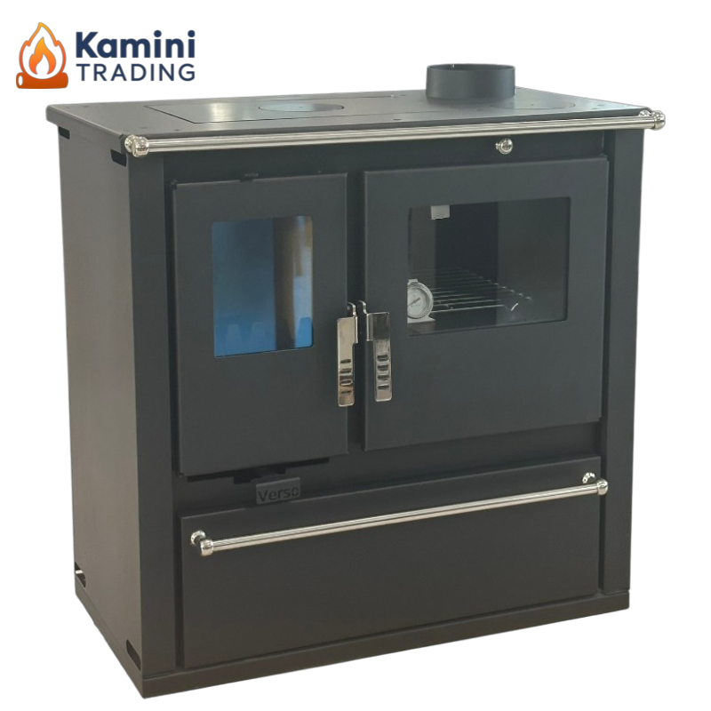 Verso CS Plus десен комин-лого Verso CS Plus Готварска печка на дърва 7.7 kW Десен комин - Image 1