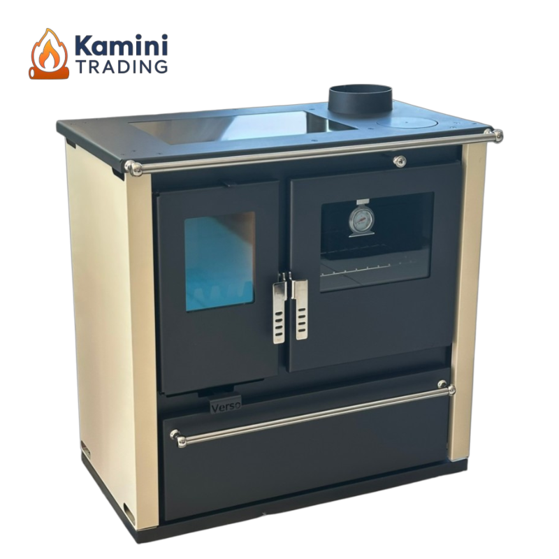 Verso CS Plus Ceramic слонова кост десен комин-лого Verso CS Plus Ceramic Готварска печка 7.7 kW Слонова кост Десен - Image 1