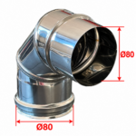 INOX коляно 90° за пелетни камини Verso Ø80 мм - Image 3