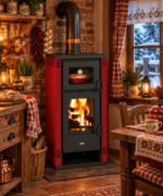 Камина на дърва с фурна Prity K2 GT F 8.1 kW Бордо - Image 2